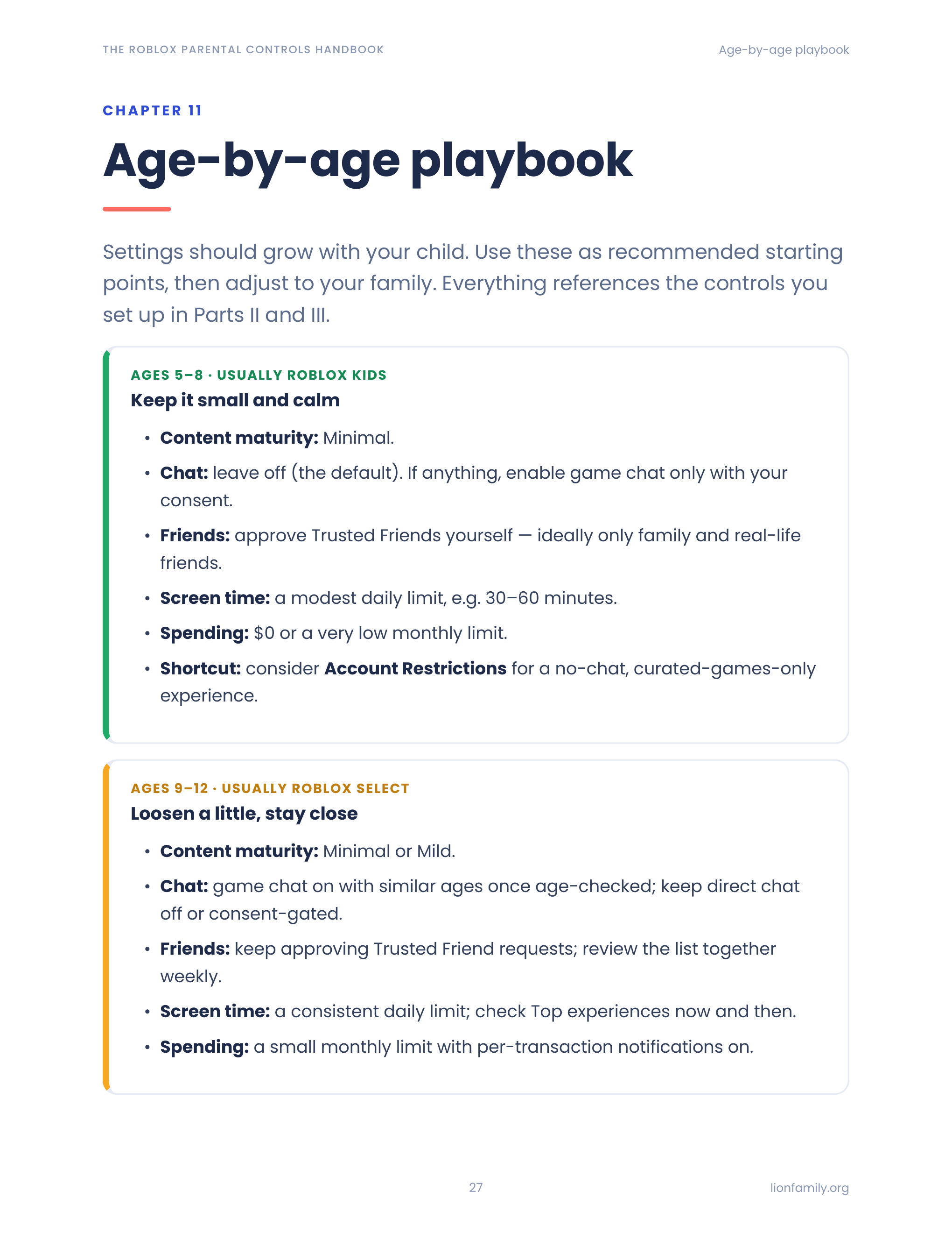 Roblox Kids and Select age-based accounts explainer page