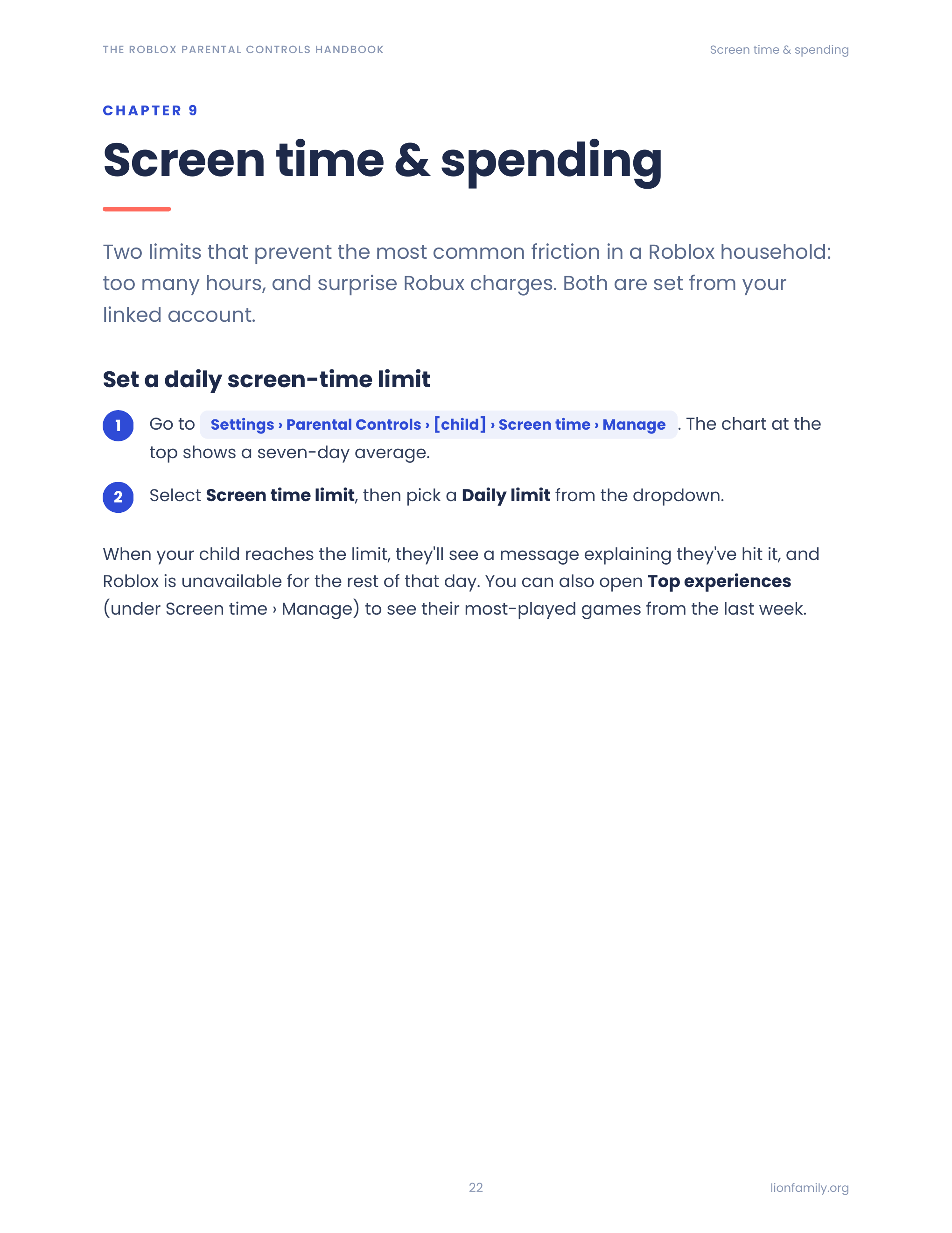 Screen time & weekly report walkthrough page