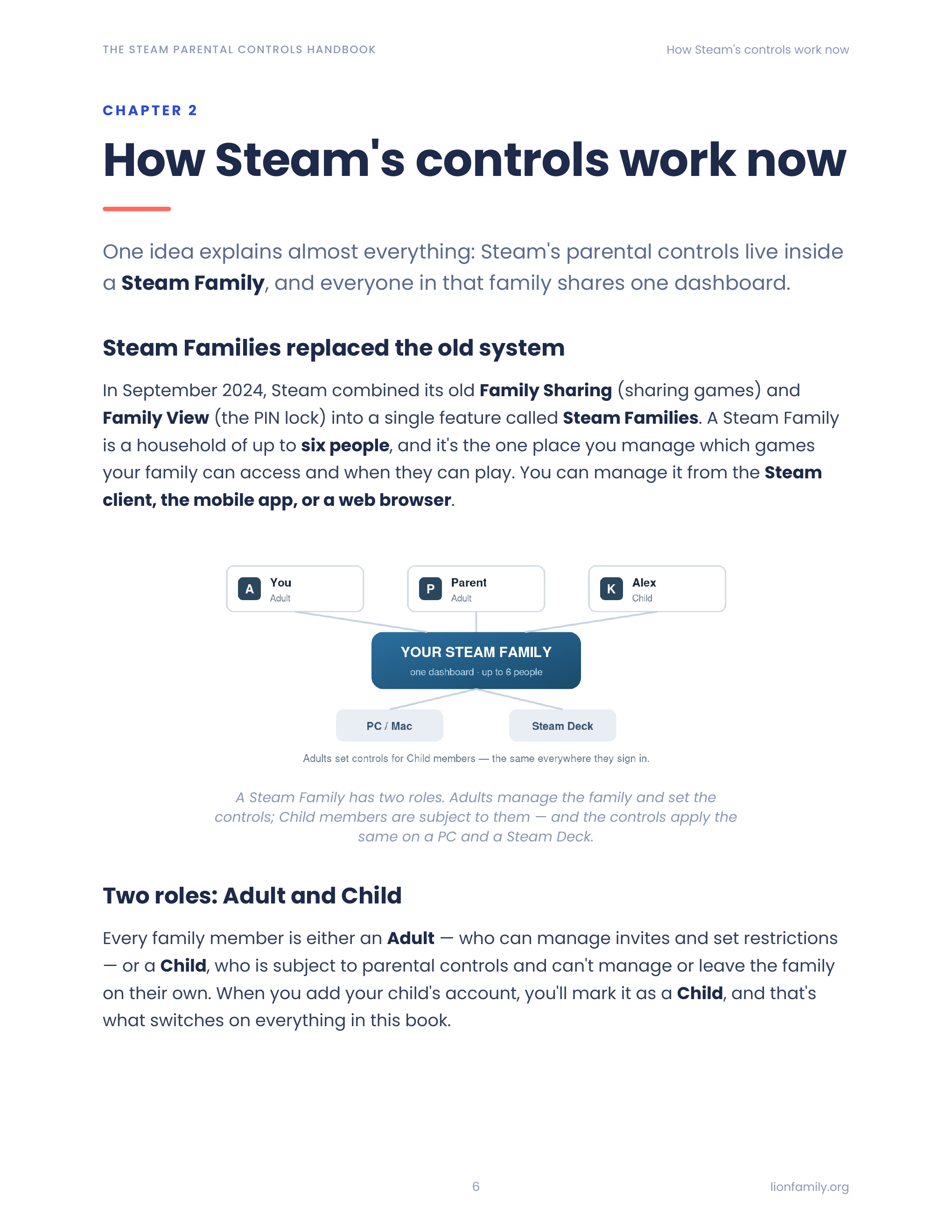 Steam Families dashboard reference page